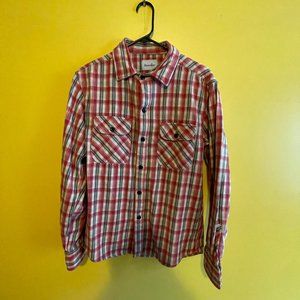 Steven Alan 100% Cotton Red, Green, & Beige Plaid Flannel Button Down